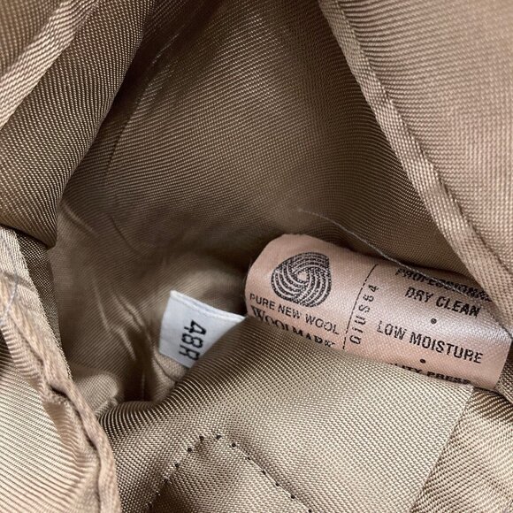 Austin Reed Blazer Men 52R Tan Green Houndstooth Wool Classic Career‎ Dillards - Picture 14 of 15